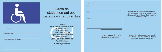 Carte officielle de stationnement pour personne handicapée