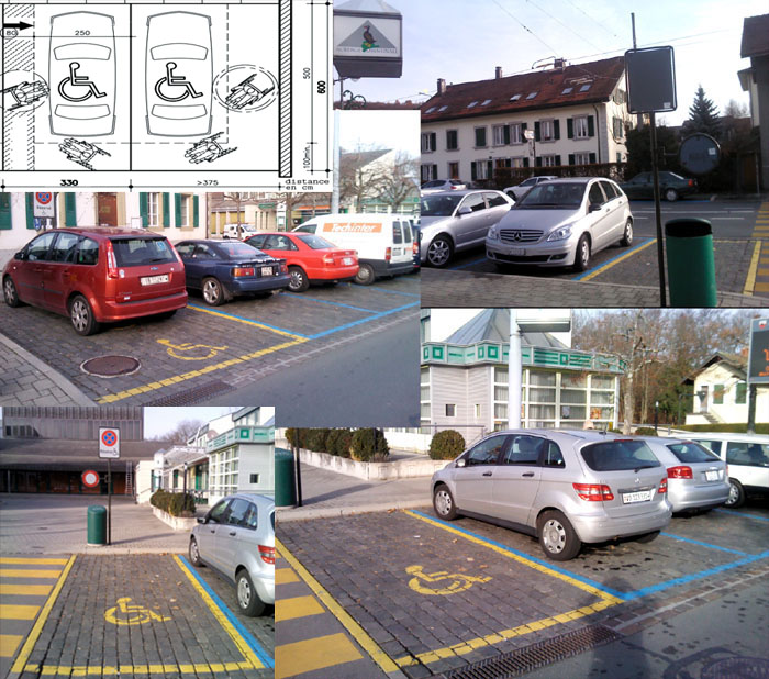 Places de parc pour personnes handicapées à Épalinges, route de la Croix-Blanche