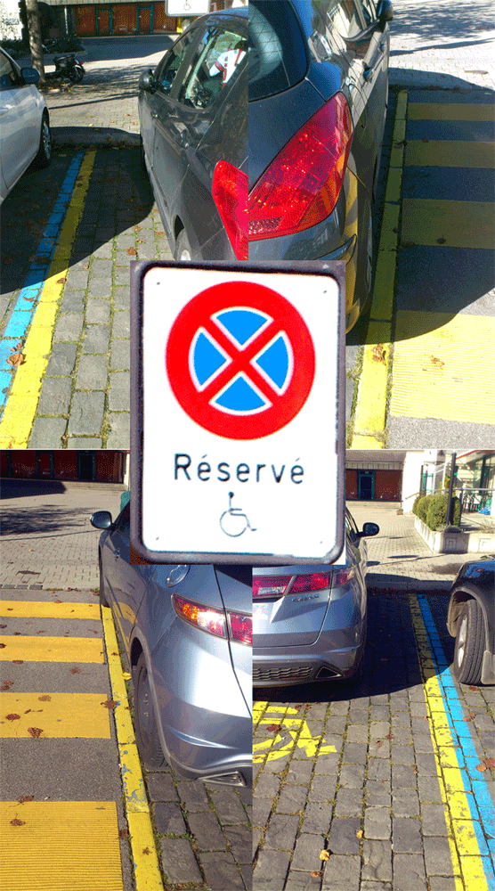 État du parking réservé à Épalinges en Octobre 2014, toujours aussi honteux voire pire