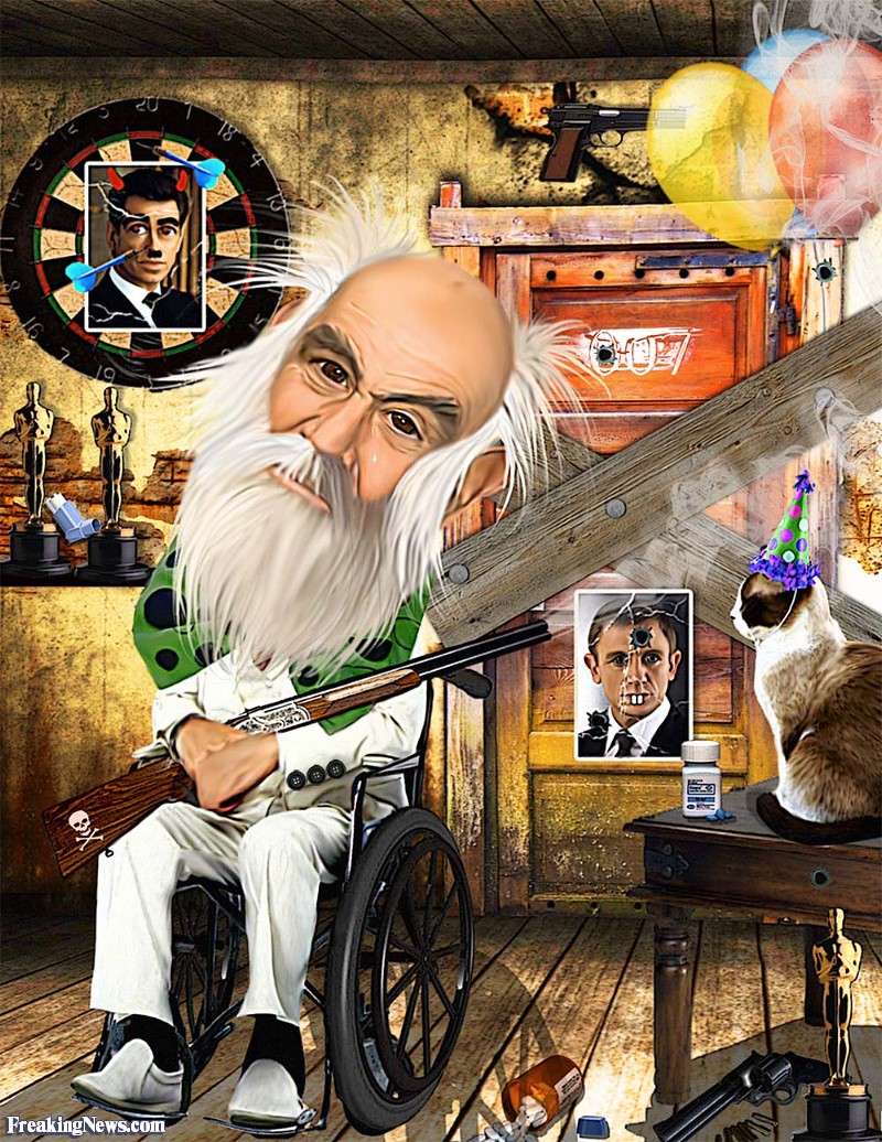 James Bond et Sean Connery dans un fauteuil roulant