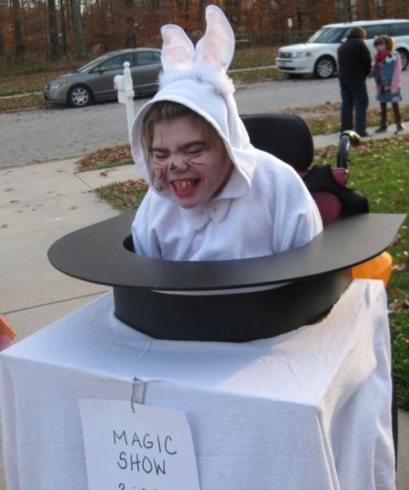 Fauteuil roulant... version lapin dans le chapeau