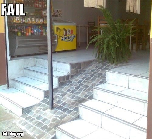 Une rampe... super ! Deux rampes... bonjour les dgts ! Comment utiliser une rampe d'accs quand une rampe pour la main et un pot de fleur sont poss par-dessus ?