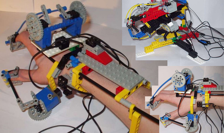un exosquelette pour la main, télécommandé et entièrement fabriqué en éléments Lego un exosquelette pour la main, télécommandé et entièrement fabriqué en éléments Lego