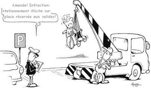 Fauteuil roulant sur un treuil ramass par la fourrire